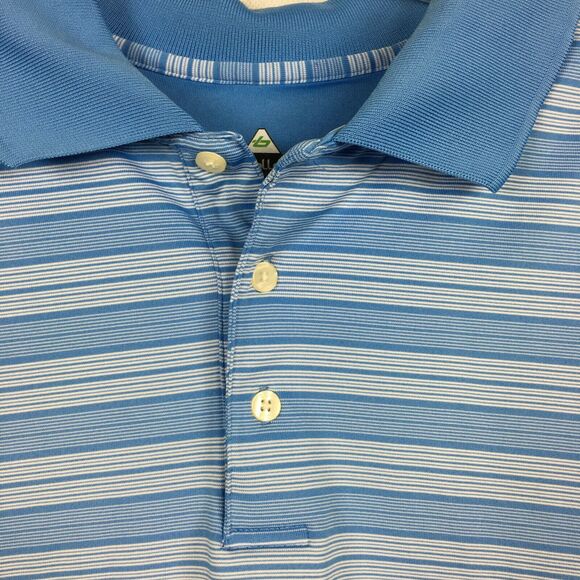 Bolle Polo Shirt Mens Sz XL Blue Striped Stretch Knit Short Sleeve Golf Collar‎ - Picture 3 of 10